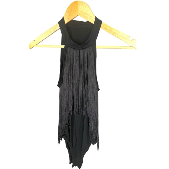 Black Fringe High Neck Bodysuit size M - Picture 5 of 7